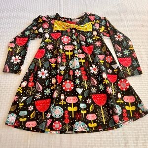 Jelly the Pug Fiesta Lisa Knit Dress Girls 10 Floral A-Line Long Sleeve
